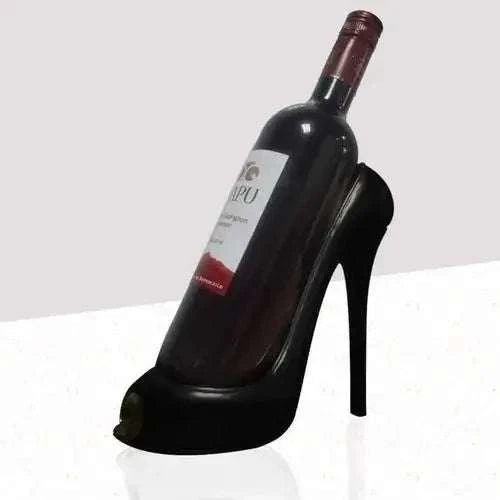 Creative high-heeled shoe wine rack as living room decoration.