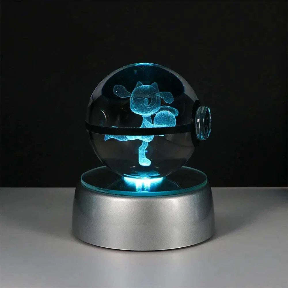 Pokemon Crystal Ball LED night light featuring a character, used as home decor or a kids' birthday gift.