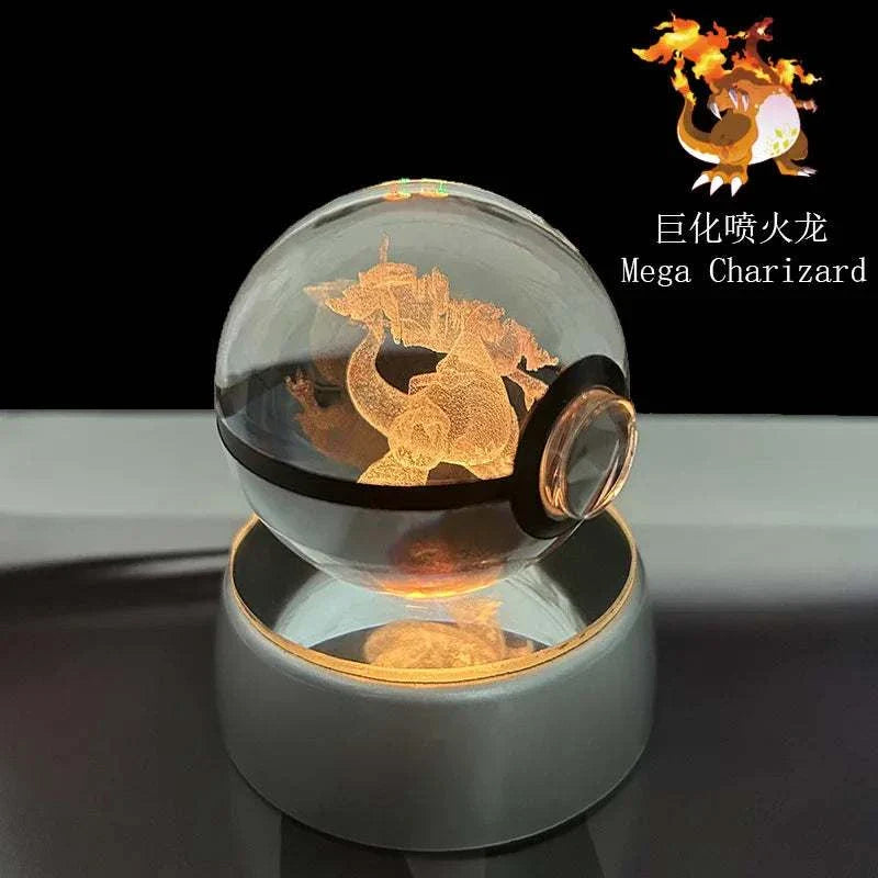 Pokemon Crystal Ball with Mega Charizard LED Night Light Base