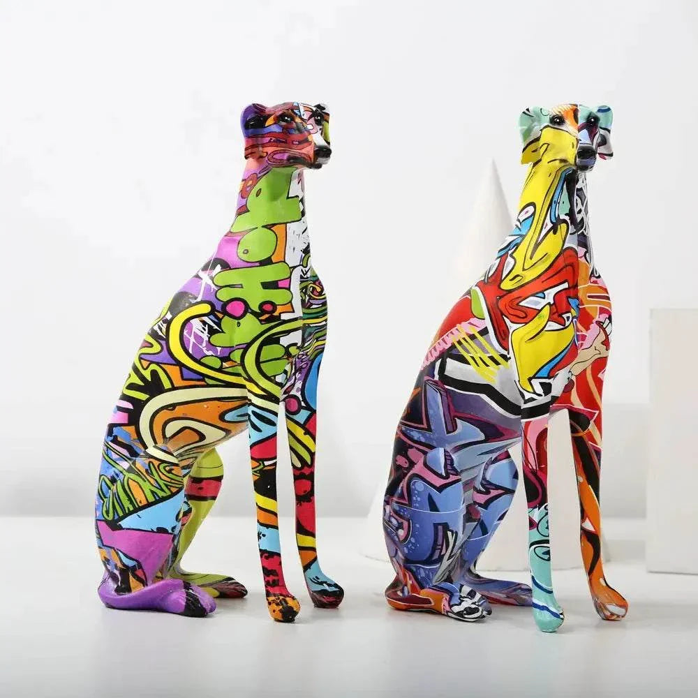 Colorful Greyhound & Doberman Dog Decor | Modern Desktop Craft