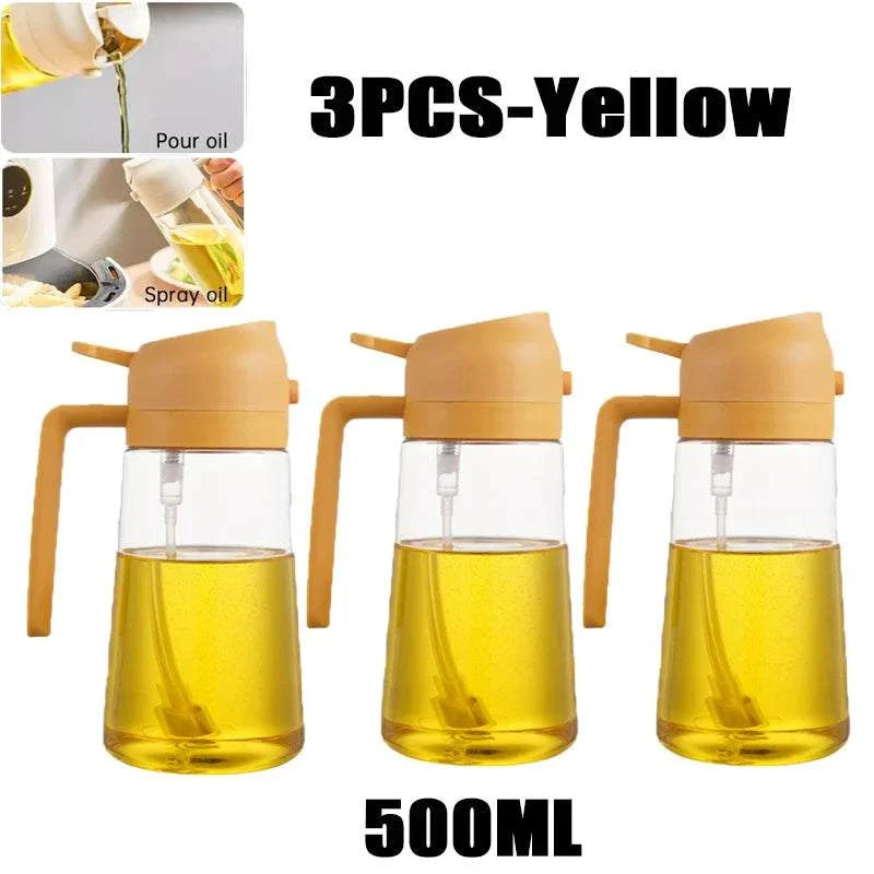 500ml yellow oil spray bottle for cooking and baking, set of 3.