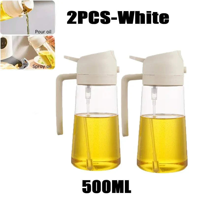 500ml white oil spray bottle for cooking with pour and spray functions.