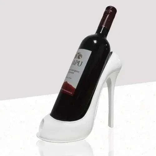 Creative high-heeled shoe wine rack decoration for living room.