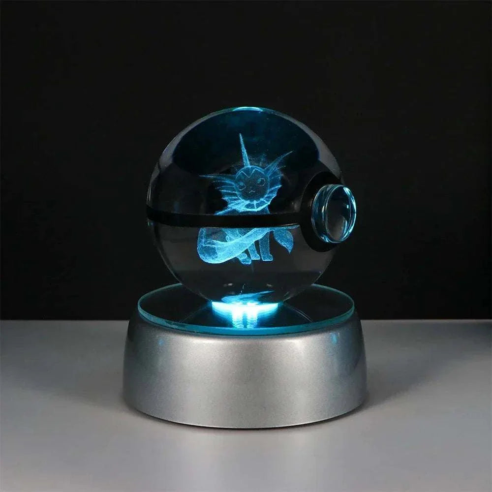 Pokemon Crystal Ball with LED base featuring anime figure, perfect for decor and gifts.