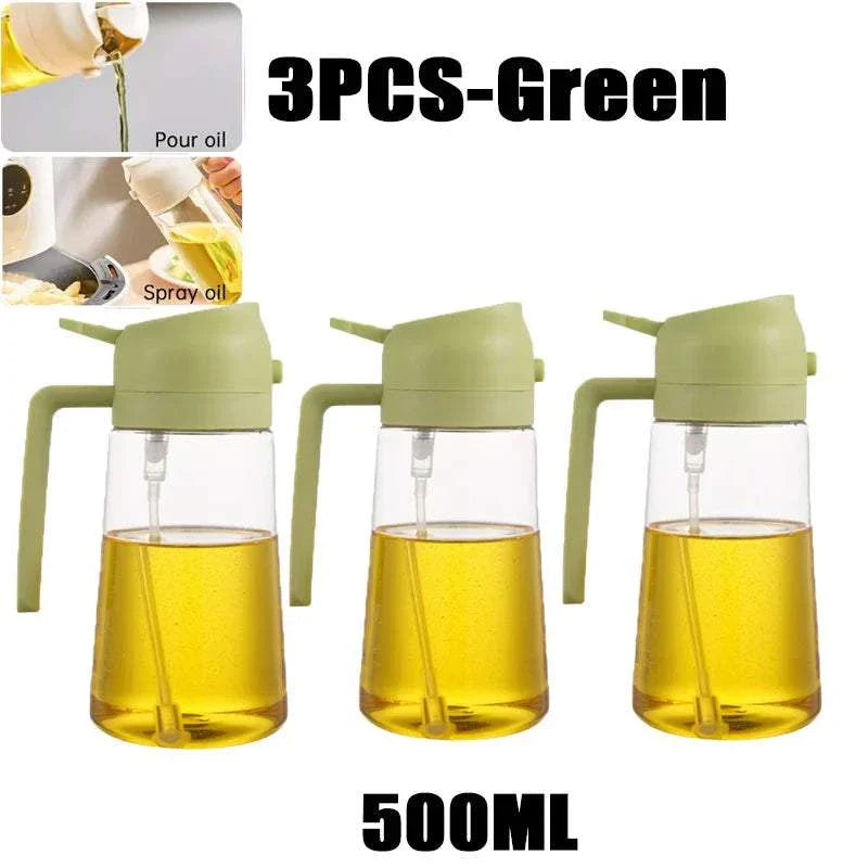 500ml green oil spray bottle set for cooking and baking.