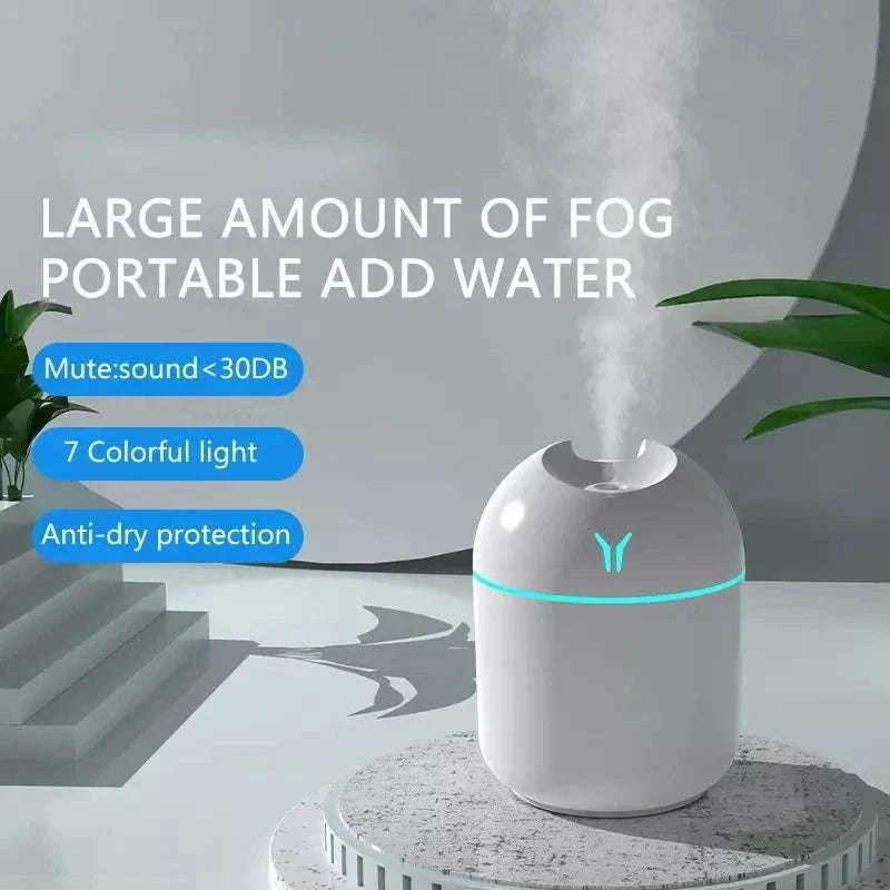250ML Mini Aroma oil diffuser with USB, LED light, and fog release.