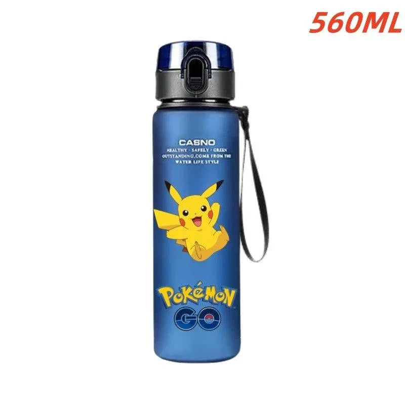 560ML Pokemon Water Cup with Pikachu design, anime style, portable plastic bottle for outdoor sports.