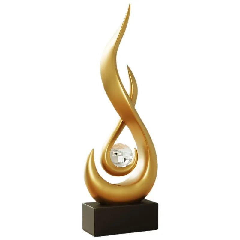 Abstract Ceramic Statue | Orange Gold Modern Accent