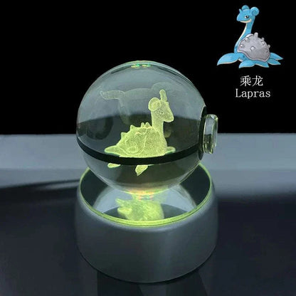 Pokémon Crystal Ball featuring Lapras on LED night light base, perfect home decor gift.