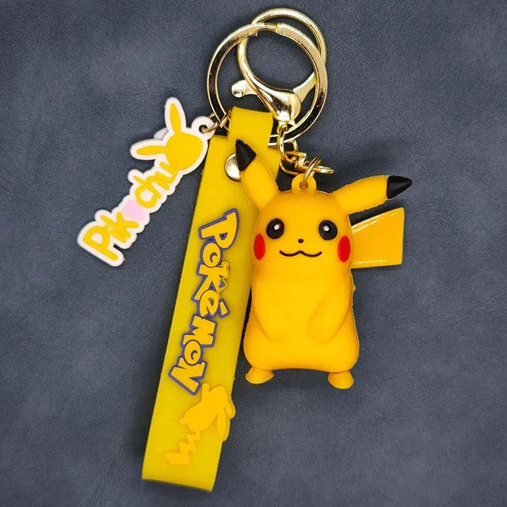 2024 Pikachu Pokemon keychain with Koda Duck pendant, silicone material, classic playful design.