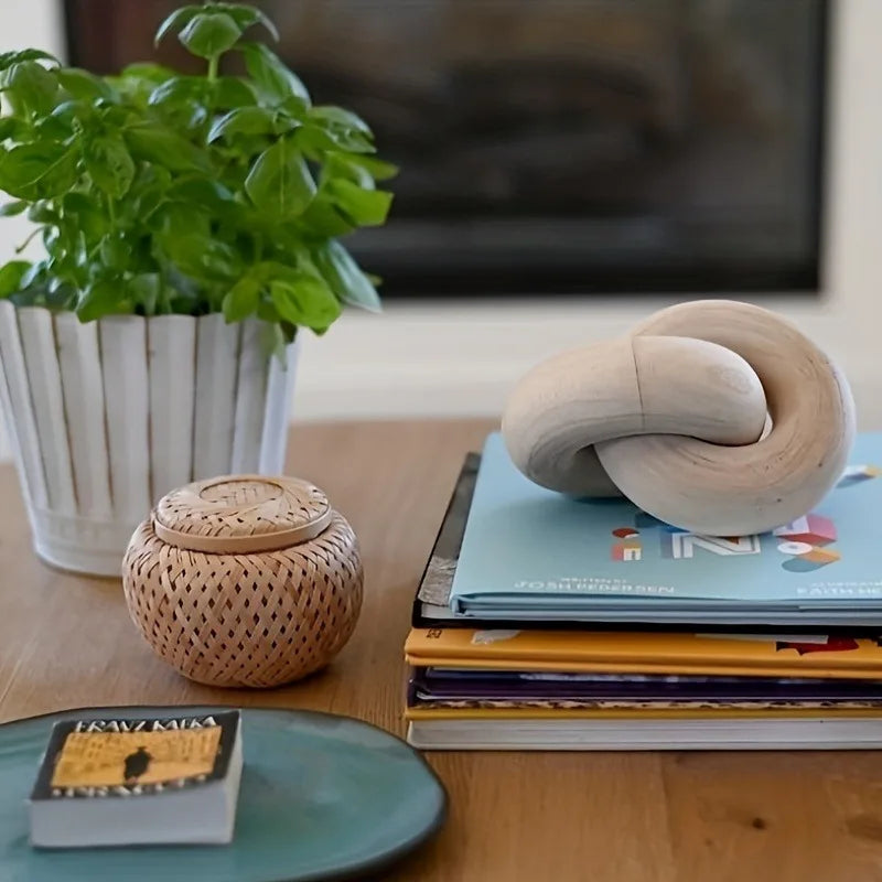 Wood Knot Decor | Beige Console Table & Home Accents