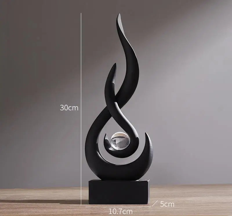 Abstract Ceramic Statue | Orange Gold Modern Accent