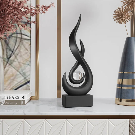 Abstract Ceramic Statue | Orange Gold Modern Accent
