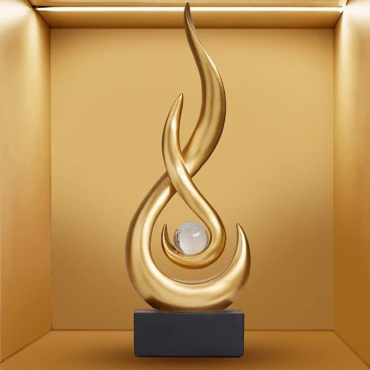 Abstract Ceramic Statue | Orange Gold Modern Accent