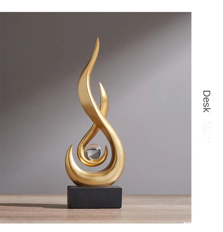 Abstract Ceramic Statue | Orange Gold Modern Accent
