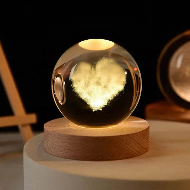 6cm 3D crystal ball night light with laser-engraved solar system design, perfect for home decoration and gifts.