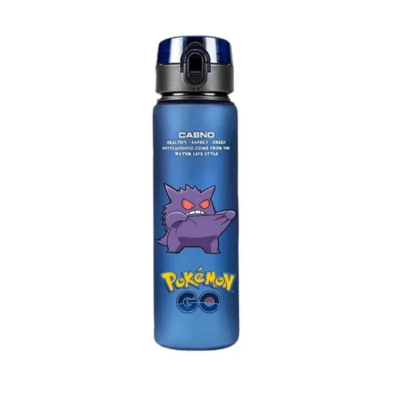 560ML Pokemon water cup with Pikachu and Gengar design, portable plastic sports bottle for children.