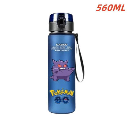 560ML Pokemon Water Cup featuring cute Gengar design, plastic sports bottle for children's outdoor activities.