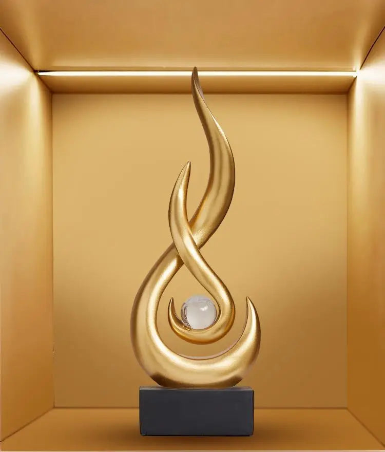 Abstract Ceramic Statue | Orange Gold Modern Accent