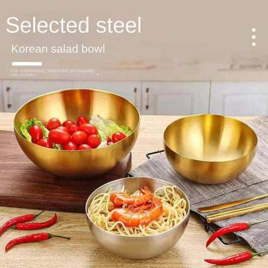 Stainless Steel Salad & Noodles Bowl | Gold & Silver