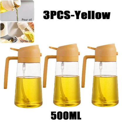 500ml yellow oil spray bottle for cooking and baking, set of 3.