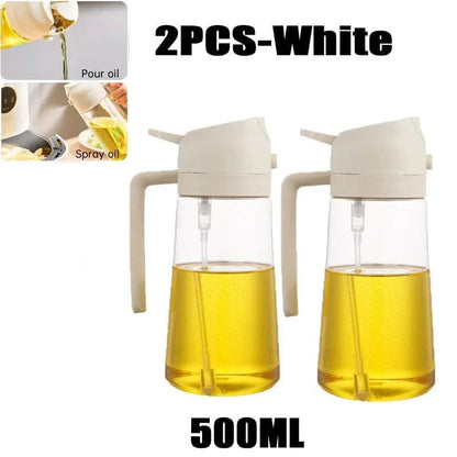 500ml white oil spray bottle for cooking with pour and spray functions.