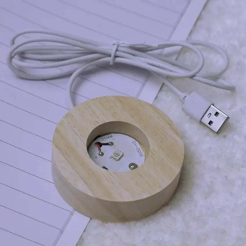 6cm USB cable and wooden LED base for 3D crystal ball.