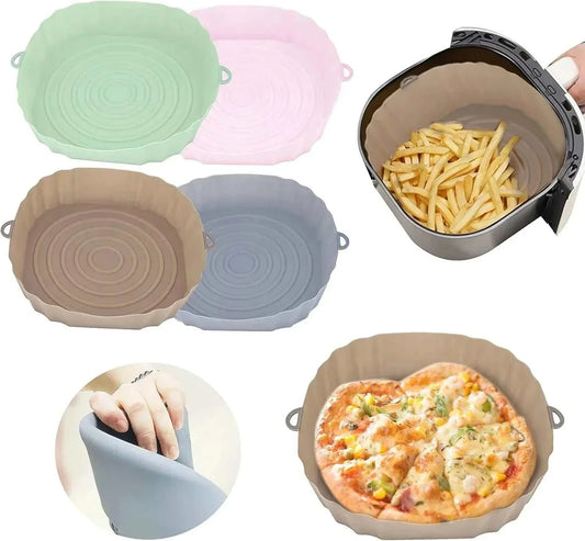 Silicone Air Fryer Liners | Reusable Baking Tray with Handles

