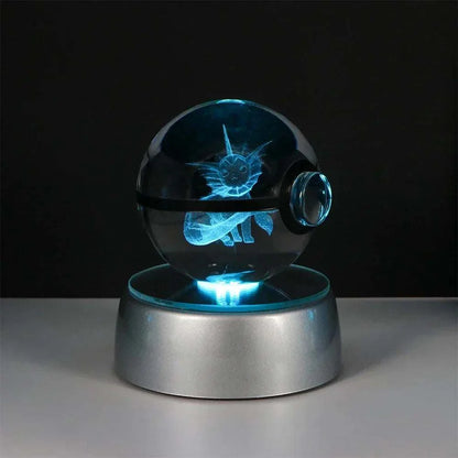 Pokemon Crystal Ball with LED base featuring anime figure, perfect for decor and gifts.