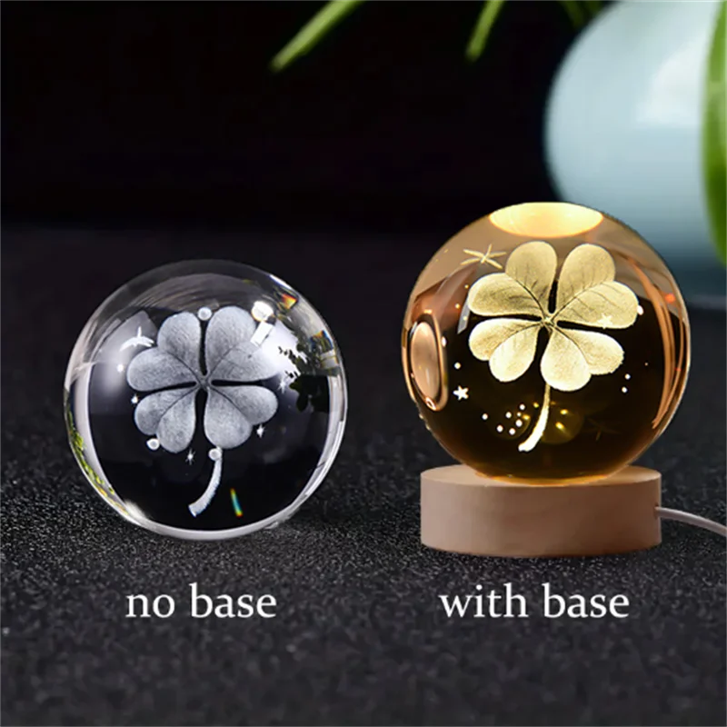 3D Crystal Ball with engraved designs and night light feature, 6cm size