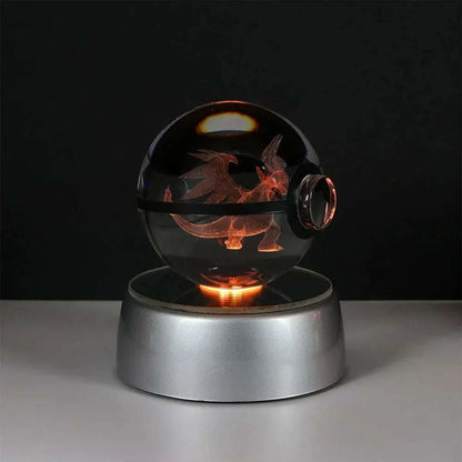 Pokémon Crystal Ball LED night light featuring Charizard, ideal for kids' birthday gifts and home decor.