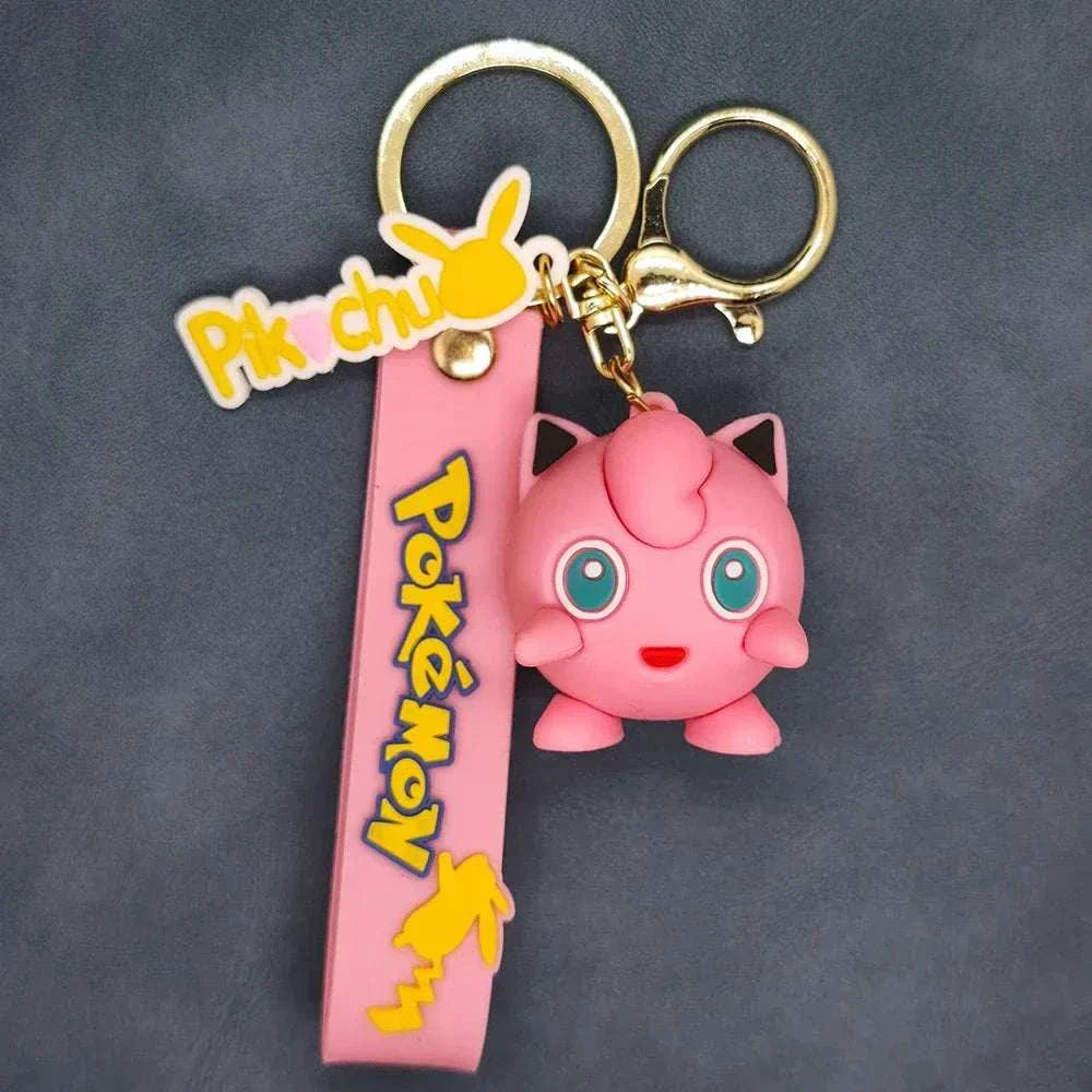 2024 Pokemon Keychain with Pikachu and Koda Duck design, pink silicone charm.