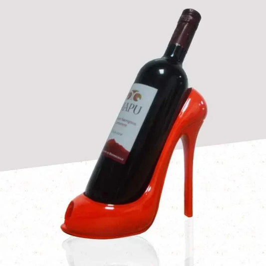 Creative high-heeled shoe wine rack ornament for living room decoration.