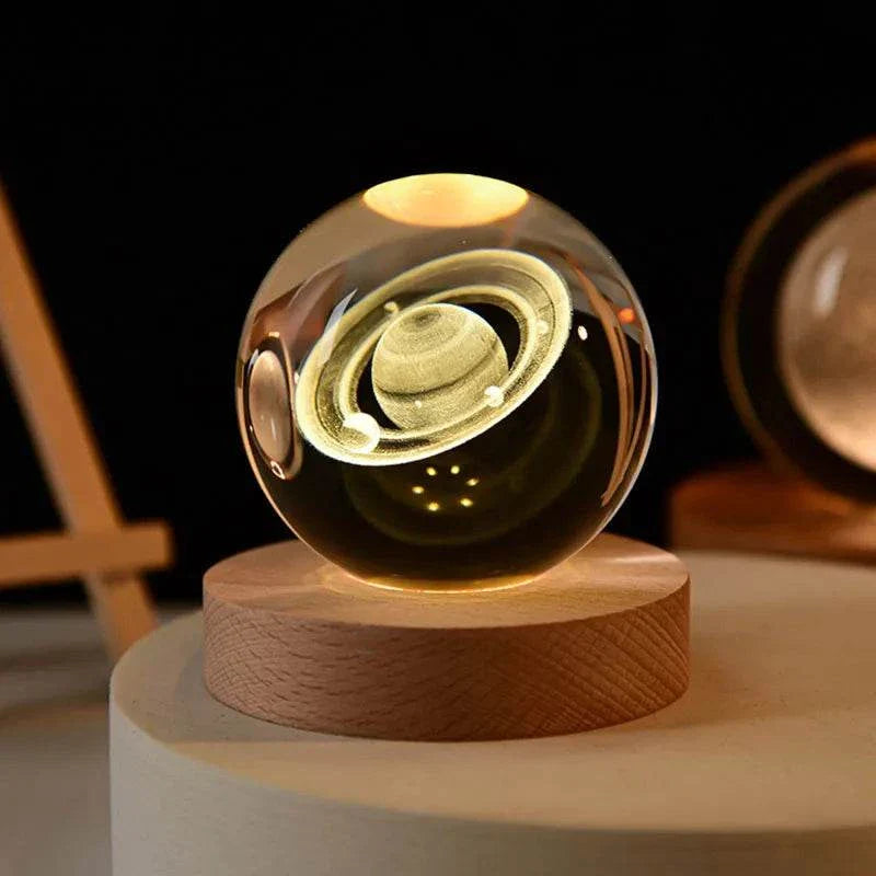 6cm 3D Crystal Ball | Solar System Laser Engraved Night Light