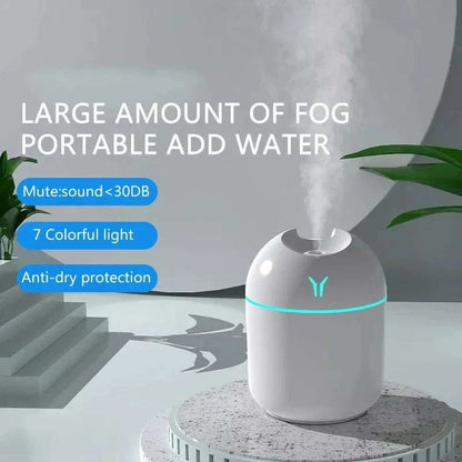 250ML Mini Aroma oil diffuser with USB, LED light, and fog release.