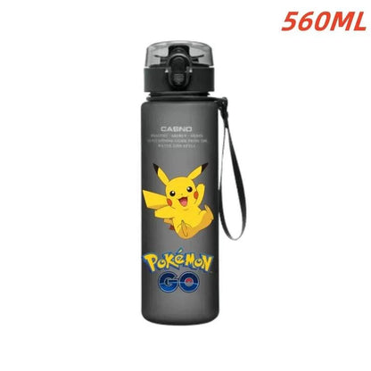 560ML Pokemon water cup featuring Pikachu design, portable plastic bottle for children, outdoor sports use.