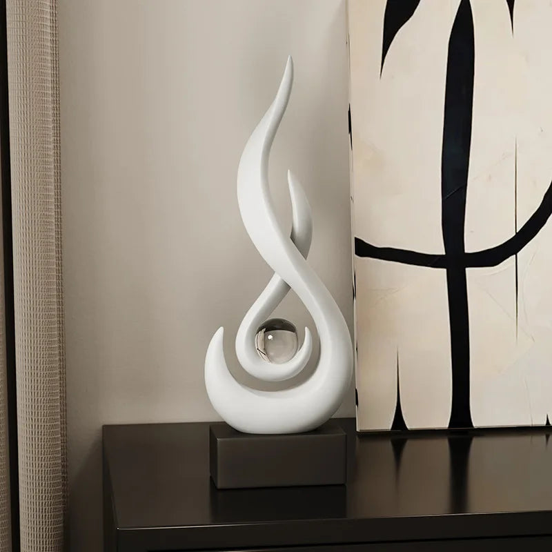 Abstract Ceramic Statue | Orange Gold Modern Accent
